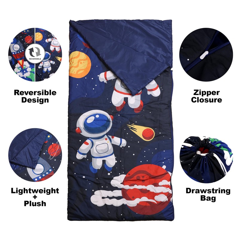 EXPRESSIONS Outer Space Kids Lightweight Indoor Slumber Bag/Sleeping Bag, Ultra-Soft