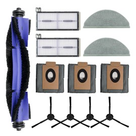 Only Replacement for Eufy X8 Pro Series: Replace Accessories Part for Eufy Robovac X8 Pro SES Self-Empty Station Robot Vacuum 1 Main Brush 4 Side Brush 2 Filter 2 Mop Pad 3 Dust Bag (13 Pack