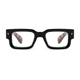 EYLRIM Square Thick Frame Glasses for Women Men Chunky Rectangle Blue Light Glasses Non Prescription Eyeglasses(Black Leopard)