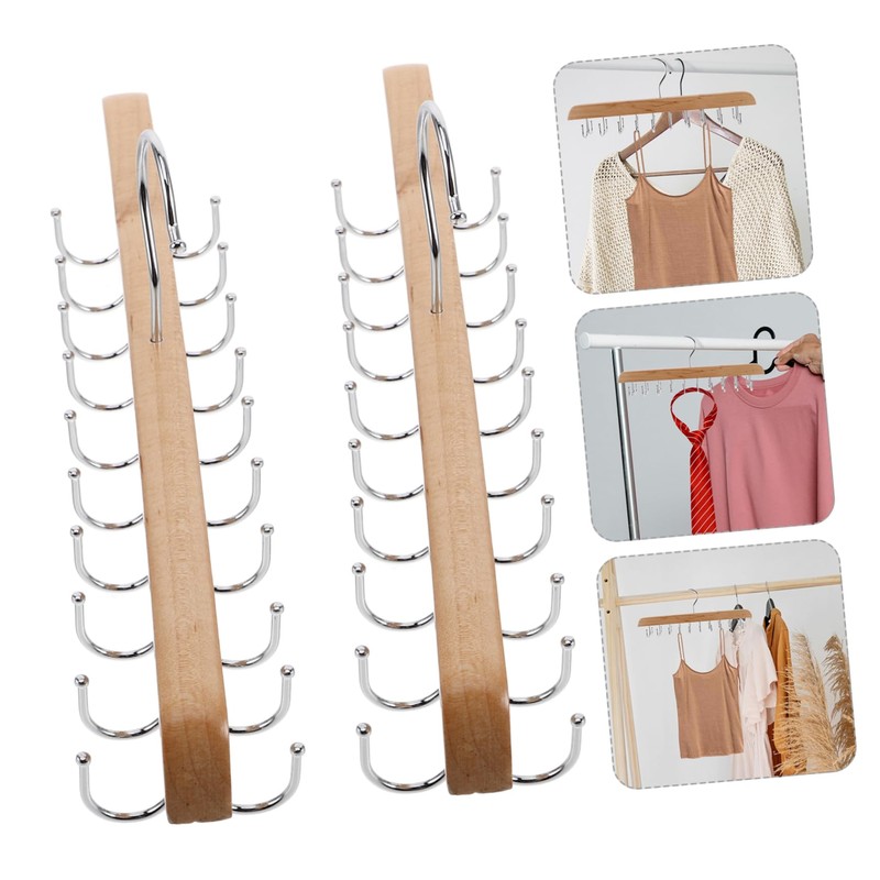 Outanaya 2pcs Space Saving Non Slip Wood Hanger for Closet