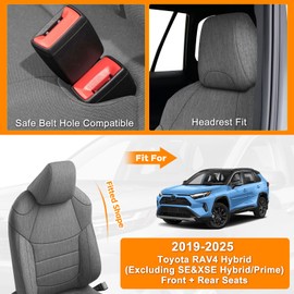 Kistrba Front and Rear Seat Covers Compatible with 2019-2025 Toyota Rav4 Hybrid (Excluding SE&XSE Hybrid/Prime), Heavy Duty Cationic Linen Fabric Comfortable and Aesthetics