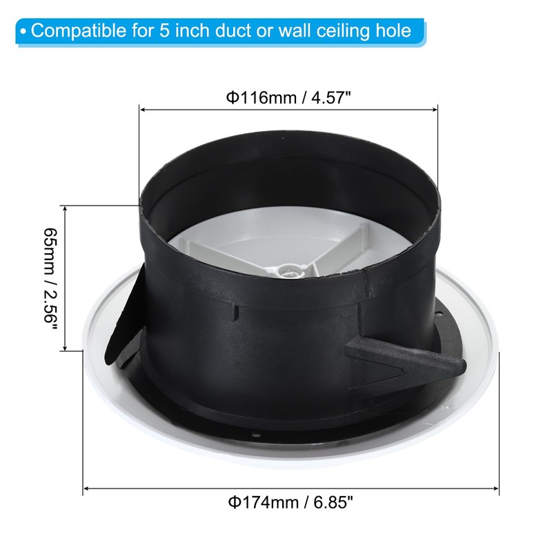 PATIKIL 5 Inch Round Air Vent, Adjustable Ceiling Diffuser Grill