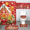 FuWeave 8 Pcs Christmas Shower Curtain Set Xmas Santa Bathroom