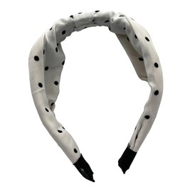 Polka Dots Headband Wide Top Cross Knot Turban Hairband Assorted Colours Hair Accessories Fashion Elegant Stylish Headwear for Girls Women (1 Pc White, Standard)
