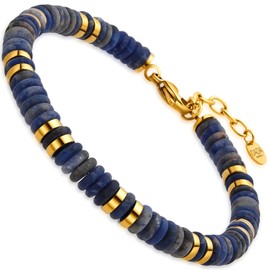 Dada Gioielli - Women's and Men's Bracelet with Natural Stones and Healing Stones; Stainless Steel Bracelet Adjustable with Gift Box and Certificate of Authenticity, Stainless Steel Stainless steel