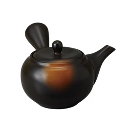 Ale-net Teapot Pot, 6.3 x 5.5 x 3.3 inches (16 x 14 x 8.5 cm), 11.0 fl oz (330 cc), Black Mud Kashi Blown Teapot (Obi Net), Ceramic (Earth), Tokoname Yaki, Made in Japan