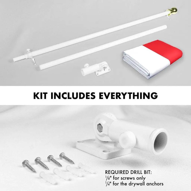 UD_G128 Combo Pack: 6 Ft Tangle Free Spinning Flagpole (White)