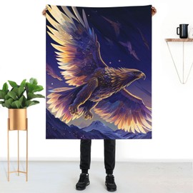 Soaring Golden Eagles Flannel Blanket 40"x50", Majestic and Cozy Throw for Bird Lovers, Perfect for Nature-Themed Home Décor, Ideal for Couch, Bed, and Travel, Thoughtful Gift for Men and Women