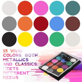 Senbos Kinderschminke, 15 Farben auf Wasserbasis Ungiftige Schminkpalette, Körperbemalung Zubehör, Waschbares Gesichtsbemalungs Sets für Kinder mit 2 Pinseln für Party, Cosplay