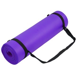 Fitvids 1/2-Inch Thick High Density Foam Exercise Yoga Mat with Carrying Strap, For Cushioning The Body Against Hard Floors, Purple