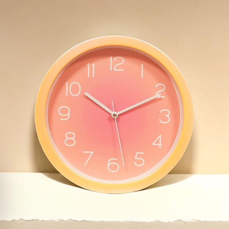 Topkey Silent Wall Clock Kitchen 10 Inch Minimalist Design Non-ticking