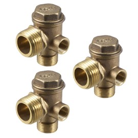 uxcell Air Compressor Check Valve, Male 3/8PTxMale 1/2PTxM10 Female Thread, 3 Way Pneumatic Accessory, Brass for Central Pneumatic Air Compressor 3pcs