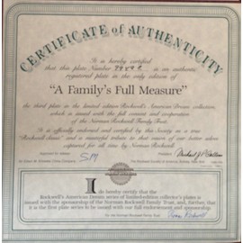 Collecter Plates By Norman Rockwell "A Family's Full Measure"