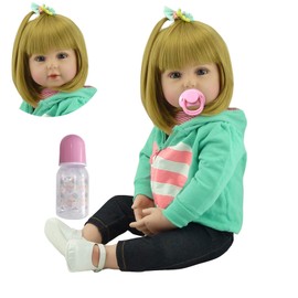 iCradle Lovely Reborn Baby Girl Doll 18 inch 45 cm Soft Silicone Realistic Looking Newborn Vinyl Dolls Handmade Toddler Toy for Ages 3+