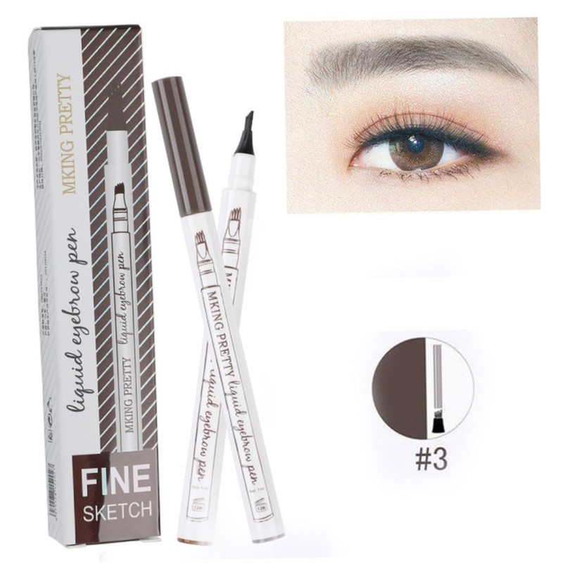 Beavorty 12pcs Liquid Eyebrow Pen Four-pronged Eyebrow Pencil for Natural