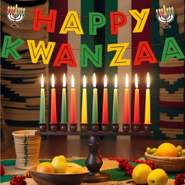 Kwanzaa Decorations Pre-Strung African Heritage Holiday Kwanzaa Banner Decoration for Home Office Indoor Party Decor Supplies Favors