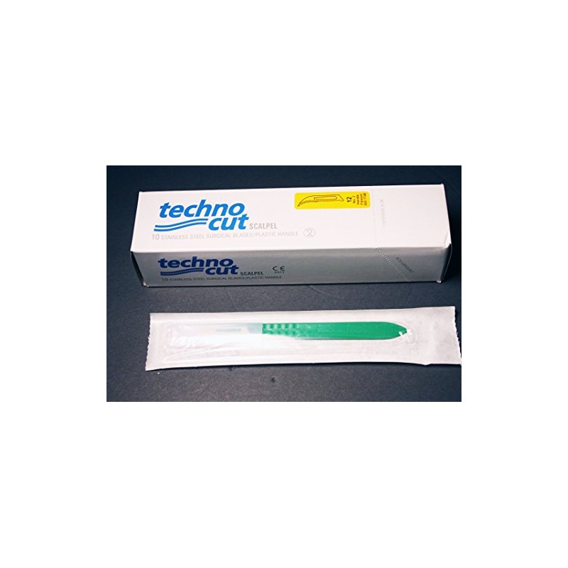 Techno Cut Scalpel: 6008T-12: Stainless Steel Surgical Blades/Plastic Handle 10
