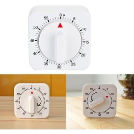 Sluswallow White 60-Minute Mechanical Kitchen Timer Wind Up Timer Visual Cooking Clock with Loud Alarm No Batteries Required