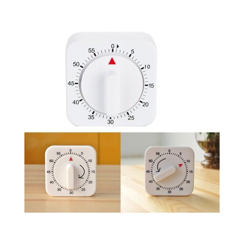 Sluswallow White 60-Minute Mechanical Kitchen Timer Wind Up Timer Visual