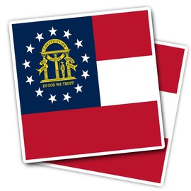 Vinyl Square Stickers (Set of 2) 10cm - Georgia State Flag Emblem for Laptops, Tablets, Luggage, Scrap Booking, Fridges #60747