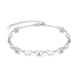 PRAYMOS Butterfly Bracelet 925 Sterling Silver Bracelets for Women Adjustable Bracelet Birthstone Butterfly Jewellery Gifts, Silver