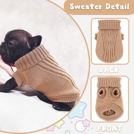 Puppy Sweater Dog Sweater for Small Dogs Winter Dog Knitted Sweaters Warm Puppy Clothes Turtleneck Pullover Sweater Thick Pet Knitwear for Chihuahua Teacup Dog Yorkie (Small)