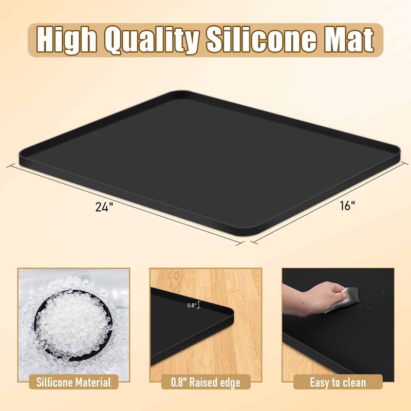 24x16x0.8 Inch Waterproof Water Cooler Mat with Raised Edge -