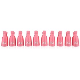 Nail Art Uv Gel-off Polish Remover Wrap Cleaner Reusable Clips Keeper (Pink, Pack of 10)