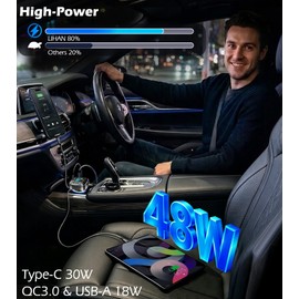 LIHAN FM Transmitter for Car Bluetooth Adapter 5.4,48W PD+QC Fast Charging,Hands-Free Calling,Streams Spotify/Navigation/Music via Car Radio,Wireless Upgrade Non-Bluetooth Cars,USB-C,USB/TF,12V/24V