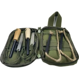 OTXEER Flint and Steel Fire Starter Kit, Ferro Rods Magnesium Fire Starter Survival Tool Camping Emergency Fire Lightning Striker, Tinder Wick Rope, Multifunctional Outdoor Bag(Green - More)