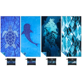 Yongoes 4 Pack Microfiber Lightweight Thin Beach Towel Sand Free Quick Dry Super Absorbent Large Towels for Swimming Pool Yoga Gym Travel Vacation Beach Accessories Essentials for Adults