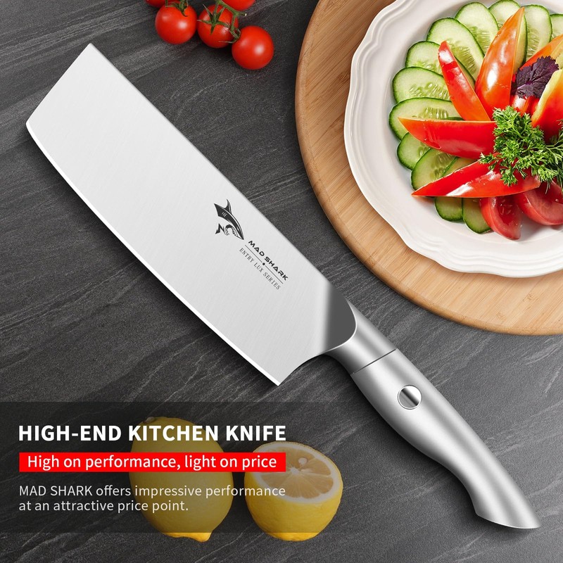 MAD SHARK 7 Inch Nakiri Knife, Ultra Sharp German Stainless