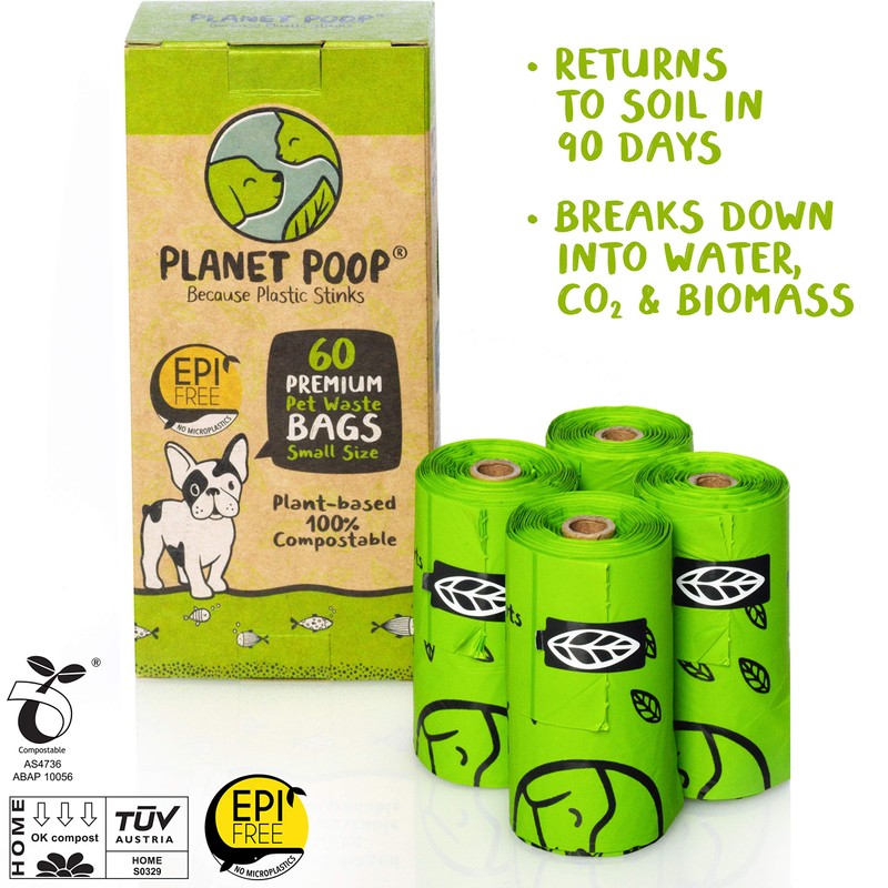 Planet Poop Biodegradable Dog Poop Bags, 180 Count, Plant-Based, Non-GMO,