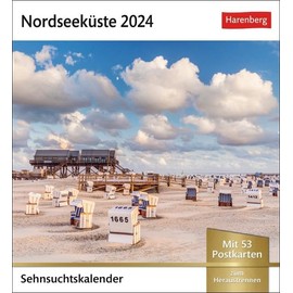 Nordseeküste Sehnsuchtskalender 2024: Wochenkalender mit 53 Postkarten