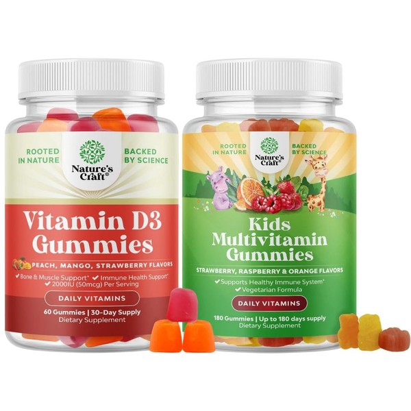 Natures Craft Bundle of Vitamin D3 Gummies for Adults Daily
