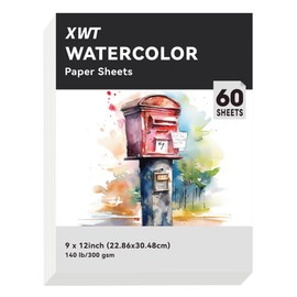 XWT Watercolor Paper Sheets Bulk, 9x12in 300gsm-60 Sheets, Drawing Supplies for Artists, Students, Kids, Acrylic & Oil Pastel & Sketch Paper & Water Color Painting Paper