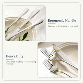Astercook Silverware Set with Steak Knives 24-Piece Flatware Set for 4 Food-Grade Stainless Steel Cutlery Set Mirror Polished Utensils Set Include Spoons and Forks for Home Kitchen Restaurant