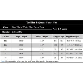 JWWN Toddler Girls Boys Short Sleeve Pajamas Set Little Kids Sleepwear 2 Piece Summer Loungewear (Black,5T)