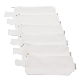 Augbunny Multi-Purpose 100% Cotton 12oz Canvas Zipper Pen Pencil Stationery Case Bag Cosmetic Makeup Pouch 6-Pack