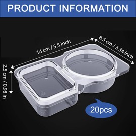 Double Compartment Condiment Container With Lids - 20-Pack Sauce Box 2 Compartments 130ml, Reusable Snack Container for Snack and Dip, Thickened Portable Spice Boxes for On-the-Go Meals and Parties