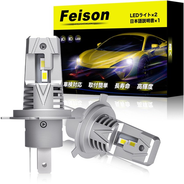 Feison H4/H19 Hi/Lo LED Headlight, Genuine Halogen Size, Compatible with