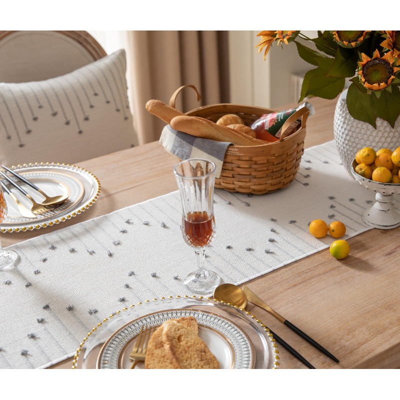 Caflife Boho Table Runner 13 x 108 Inch Long Natural