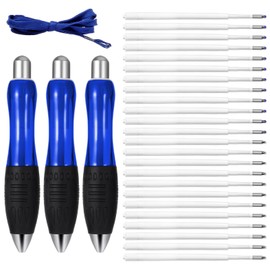 Sibba Pack of 27 Large Thick Pens Writing Aids for Tremor Heavy Weighted Ballpoint Pens Large Pens with Wide Handle Retractable Ballpoint Pen for Weak Hands Office (3 Pens + 24 Refills)