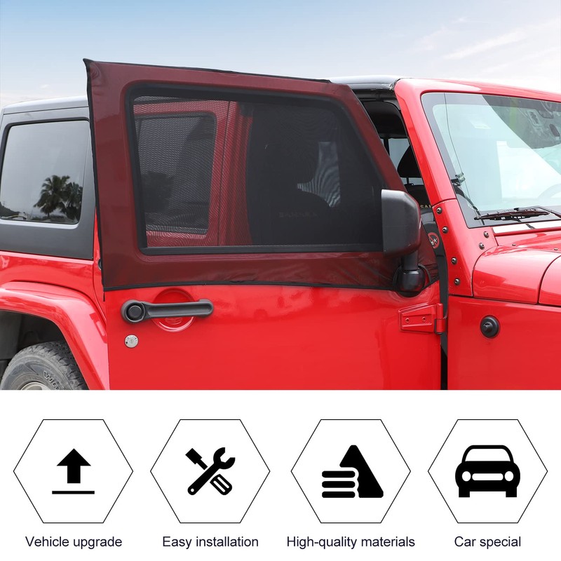 Front Window Sun Shade Covers Elasticized Breathable Mesh Car Side