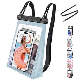 Bolsa Grande Impermeable para Teléfono Celular,Impermeable con Tira De Sellado,Bolsa Seca para Teléfonos Celulares para Todos Los Dispositivos,Adecuada para Playa (Azul Claro)