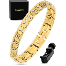 MagnetRX MagnetRX? Women's Ultra Strength Magnetic Bracelet - Effective Titanium Magnetic Bracelets for Women - Adjustable Bracelet Length with Sizing Tool for Perfect Fit (Gold)