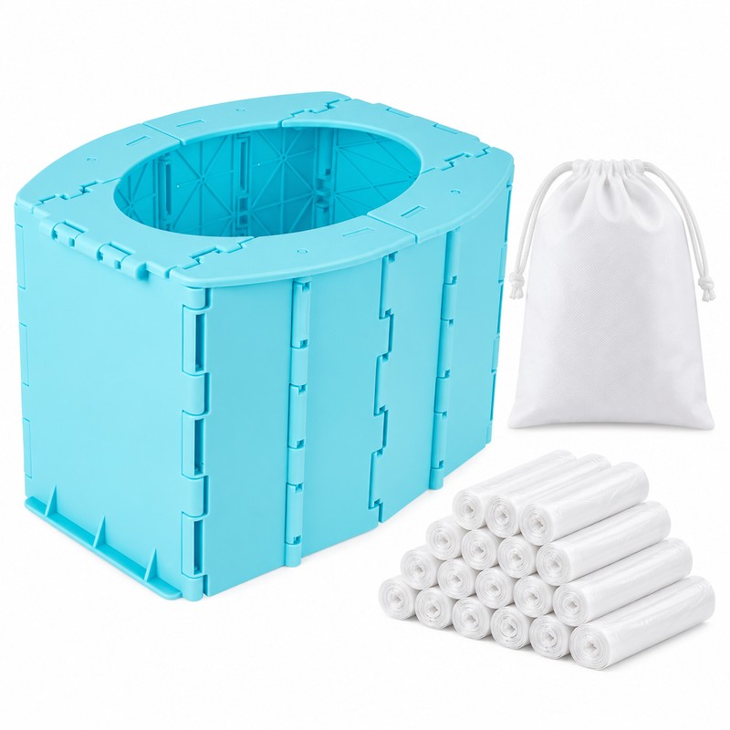 Foldable Portable Potty for Toddlers – Compact Blue ABS Plastic