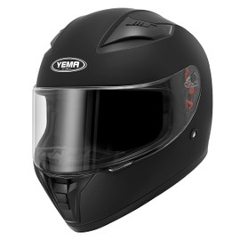 YEMA Motorcycle Street Bike Full Face DOT Helmet YM-832 with Removable Neck Scarf for Men and Women(Matte Black，Small)