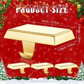 Guojanfon Christmas Stocking Holders Mantel Stocking Hangers Metal Hanging Hooks Stocking Holders Bases for Fireplace Free Standing Christmas Xmas Party Decoration (2) (Gold)