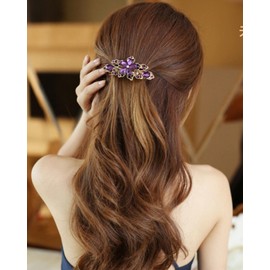 Wendalern Wedding Rhinestone Hair Clips Purple Flower Hair Clip Crystal Hair Clips Headpiece Gold CZ Flower Hairpiece Decorative Hair Accessories for Women and Girls